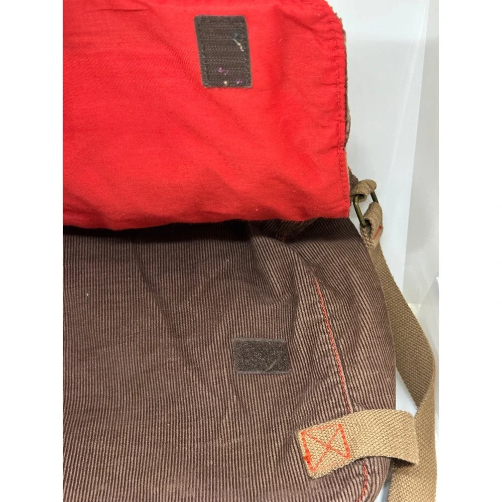 VTG American Eagle Messenger Bag Brown Corduroy Y2K Boho Crossbody Satchel OS